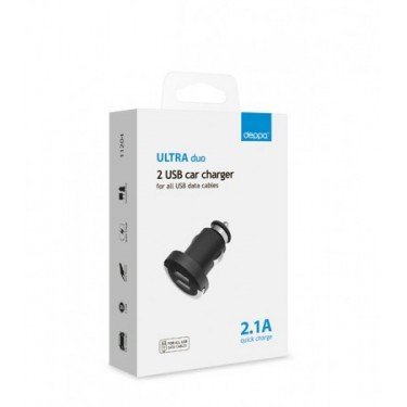 Deppa 2 USB компакт 2,1 А+универсальный кабель для Apple iPhone,iPad,iPod