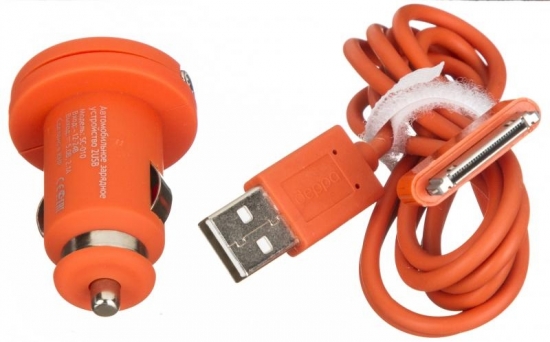 Deppa 2 USB 2,1А, дата-кабель с разъемом 30-pin для Apple,оранжевый
