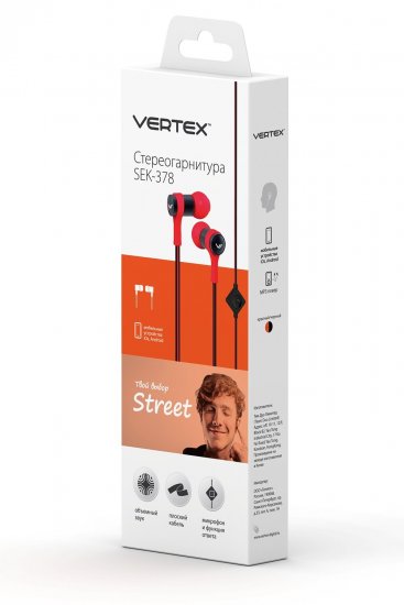 Vertex Street SEK-378, плоский кабель, красно-черная