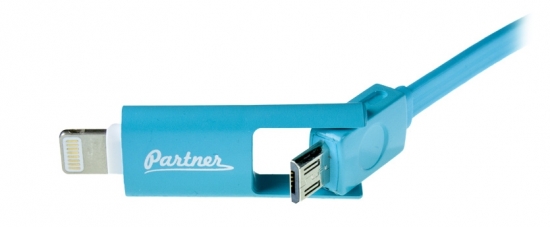 Partner USB 2.0 - microUSB-Apple 8pin 2-в-1 1м 2.1A плоский