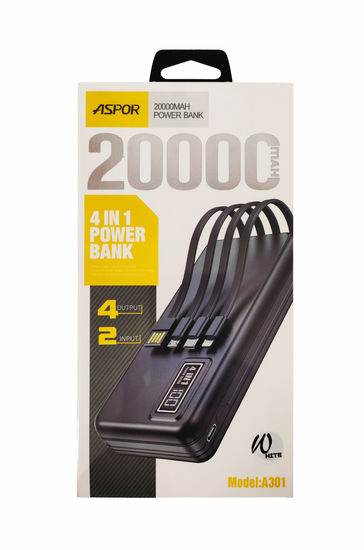 ASPOR A301 20000mAh, Type-C/Lightning/MicroUSB/USB-A