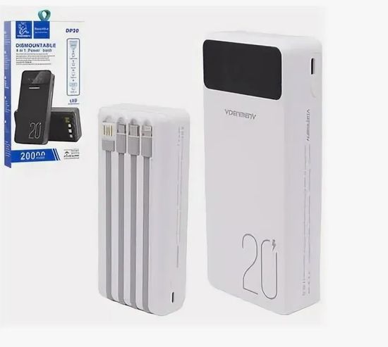 Denmen DP20 20000mAh , (type-c/micro/lightning/USB-A) , белый