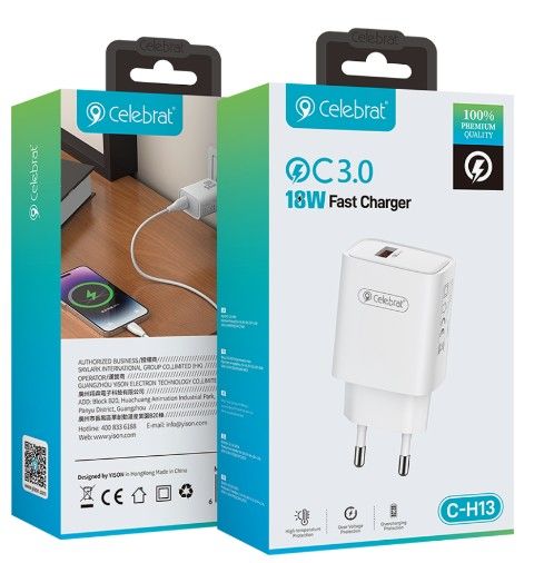 Celebrat C-H13 18W 1USB для Lightning 3.0A (быстрая зарядка)