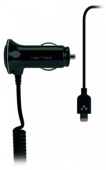 Vertex USB, 2,4+1А, разъем для iPhone 6/6Plus и iPhone5/5S/5C, iPad, iPad mini MFI, черн
