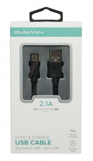 QUMANN micro USB 1м, 2,1A PVC