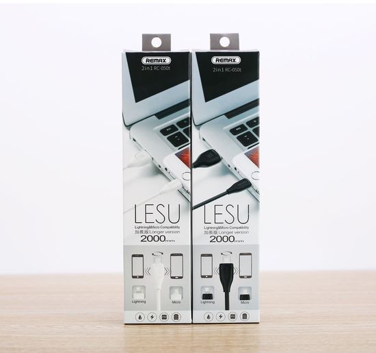 Remax 2 in 1 для Lightning & Micro Lesu series 2m