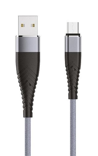 Olmio Кабель SOLID USB 2.0 - microUSB 1.2м 2.1A усиленный