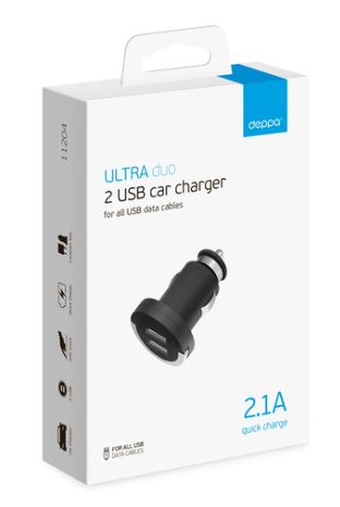 Deppa АЗУ 2 USB 2.1А черный Ultra
