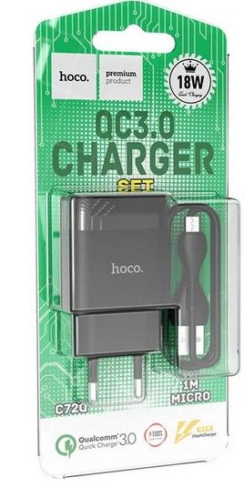 Hoco C72Q 1USB для MicroUSB (QC3.0 быстрая зарядка)