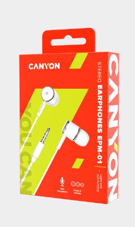 Canyon EPM-1. Стерео-наушники с микрофоном (белый)