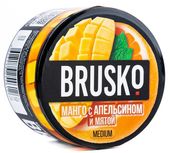 Бестабачная смесь для кальяна BRUSKO Манго с апельсином и мятой, 50г (medium)