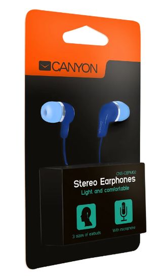 Canyon CEPM02. Яркие стерео-наушники с микрофоном (голубой)