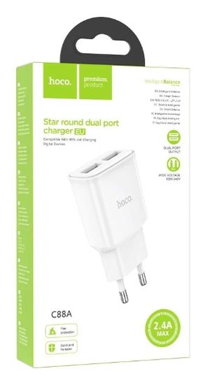 Hoco CS31A 2USB 2.4A, для MicroUSB (черный)