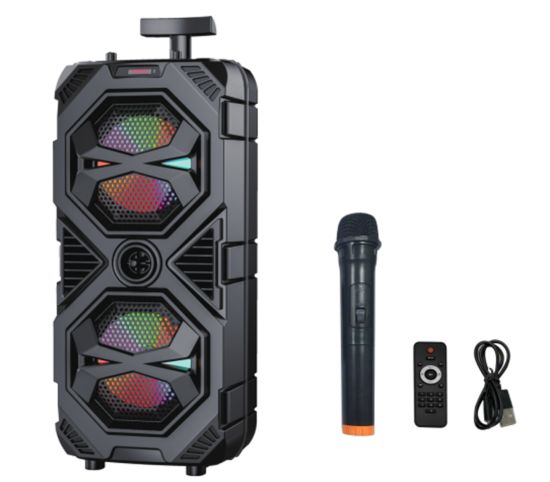 Sing-e ZQS8212 (3600mAh, 2*8inch/40W, USB, FM radio, wireless MIC, пульт ДУ)