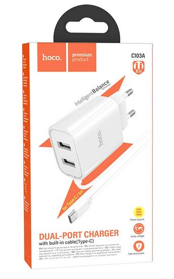 Hoco C103A 2USB для Type-C (2.1A)