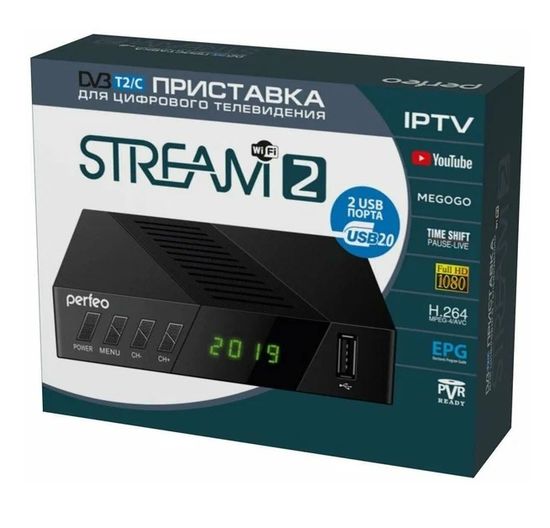 Perfeo Цифровая IPTV/DV3 Stream 2 (Wi-Fi, 2 USB, FullHD)