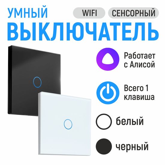 multibrand USS002 (белый) сенсорный одноклавишный/через Wi-Fi с помощью приложение Smart Life /дружит с Алисой