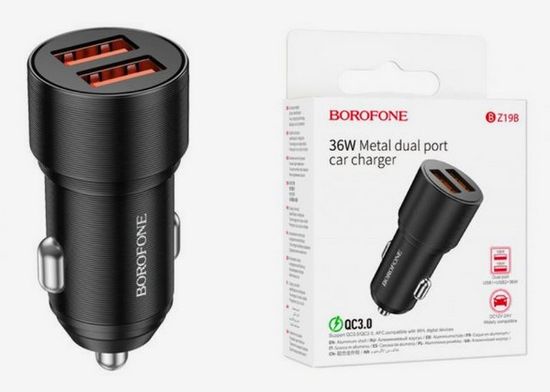 Borofone BZ19B 2USB 36W (QC3.0 быстрая зарядка)