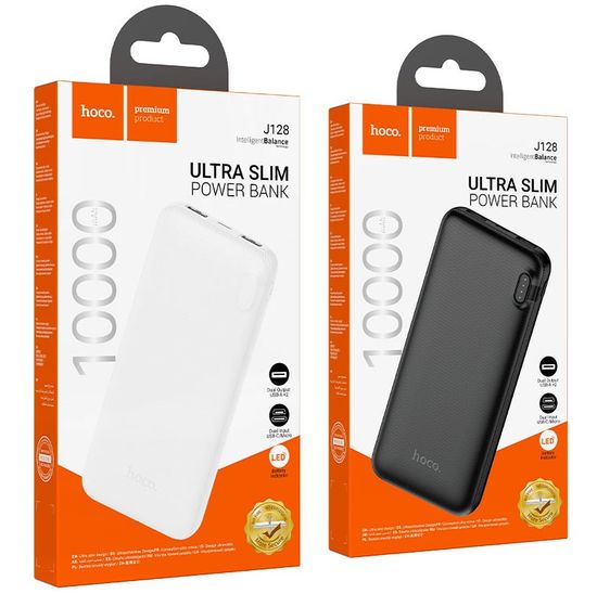Hoco J128 10000mAh (2USB+PD/2A/LED), (черный)