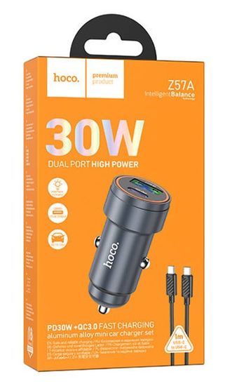 Hoco Z57A 1USB+PD 30W/3A, для Type-C QC3.0 быстрая зарядка