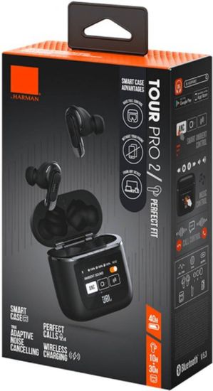 FCO Tour Pro2 с дисплеем (черный), BT 5.1,шумопод. есть, прозрач. есть, время раб. час ~6-7 (наушн.), ~30 (кейс), емк. акб mAh(науш/кейс) 50/500, Type-C, IPX5, кодек SBC, кол. микр 4