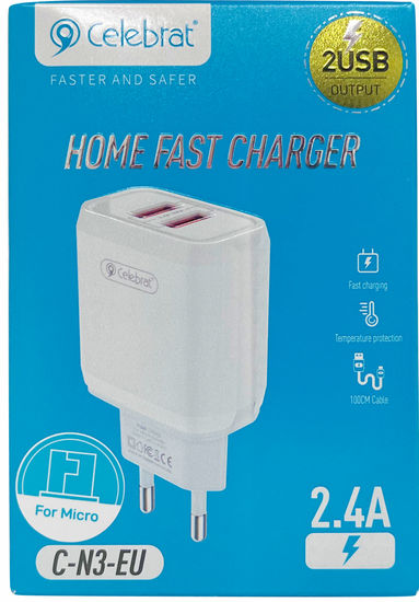 Celebrat C-N3 2USB, 2.4A для MicroUSB (белый)