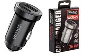 Авто USB адаптер WALKER WCR-25 1USB+PD 36W/3A , быстрая зарядка