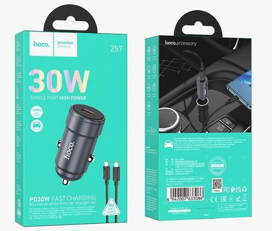 Hoco Z57 Glorious PD 30W/3A, QC3.0 быстрая зарядка, (серый)