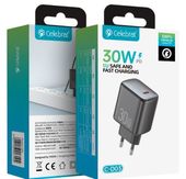 Сетевое зарядное устройство Celebrat C-D03 GaN PD 30W & QC3.0 (быстрая зарядка), Type-C для Type-C